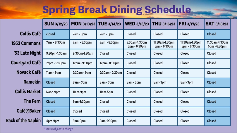 spring break schedule